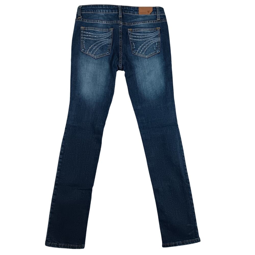 Vigoss Vintage Skinny Jeans Womens 3/4 30X30 Blue Fade Embroidered Back‎ Stretch